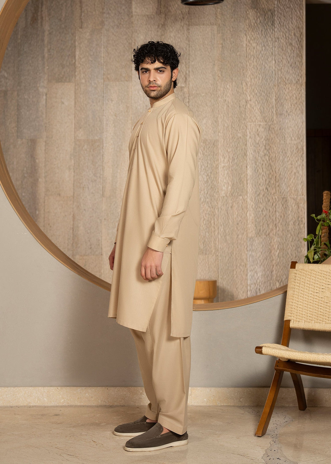 Buraq Men RTW Solids Wash N Wear Kurta Shalwar Suit Skin Casual Collection