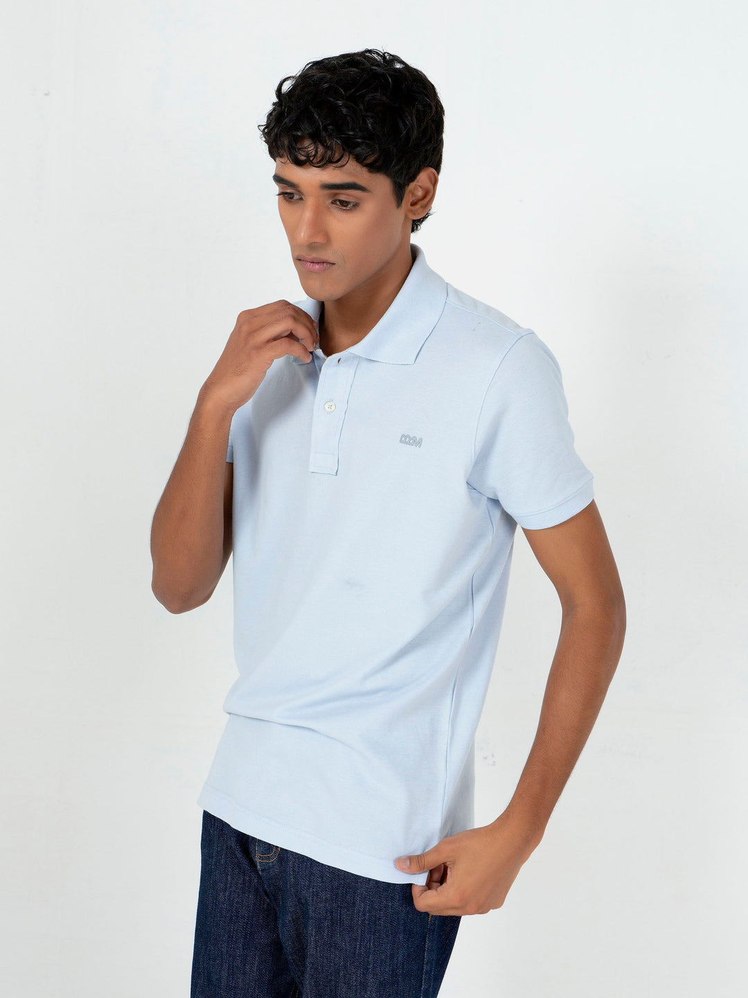 Brumano  Solids Cotton Polo Sky Blue Basic Pique Polo Shirt