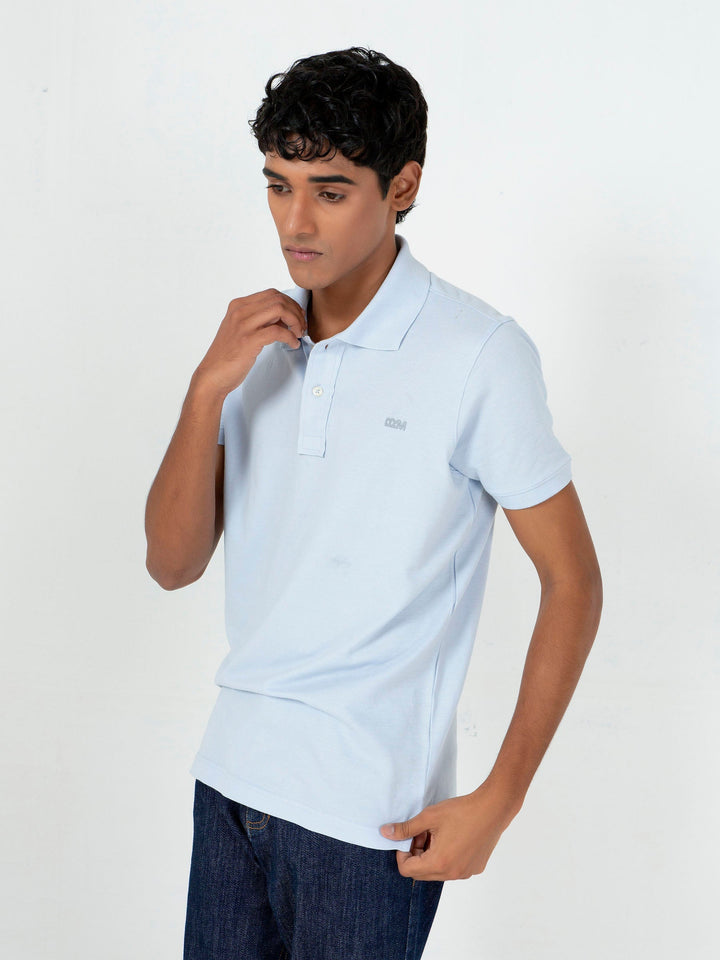 Brumano  Solids Cotton Polo Sky Blue Basic Pique Polo Shirt