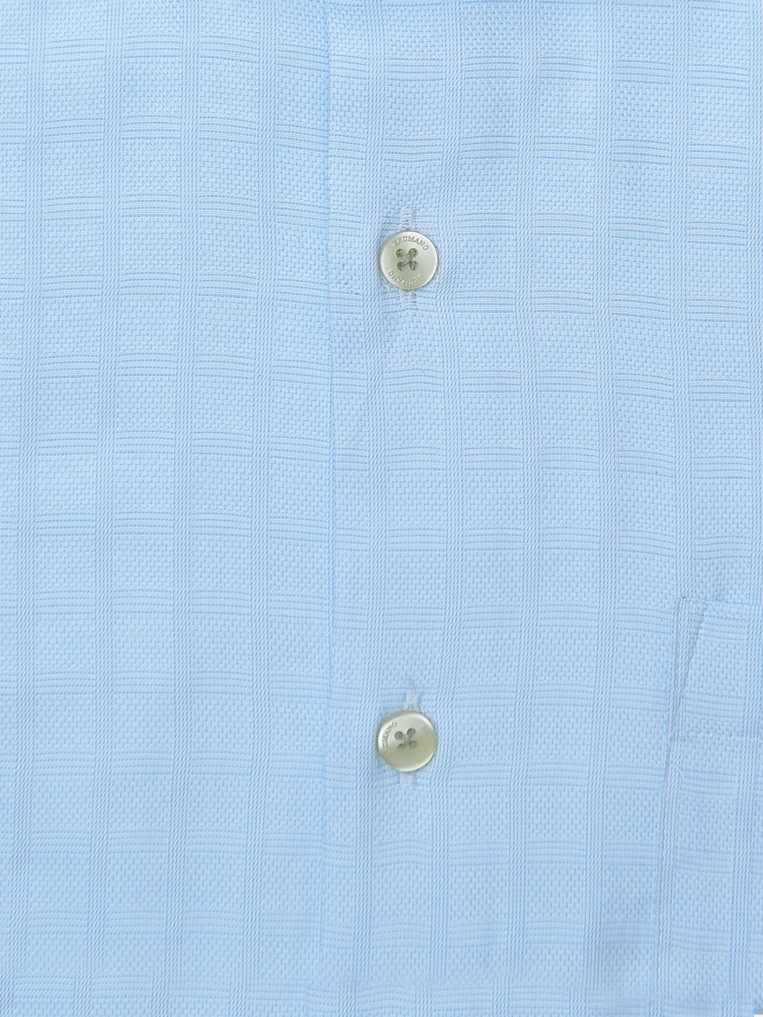 Brumano Ready To Wear Shirts Men 1 Piece Cotton Sky Blue Check Patterned Formal Shirt 0-31-024-2077 - Summer Collection