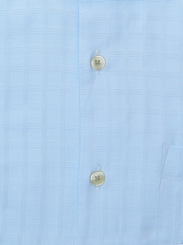 Brumano Ready To Wear Shirts Men 1 Piece Cotton Sky Blue Check Patterned Formal Shirt 0-31-024-2077 - Summer Collection