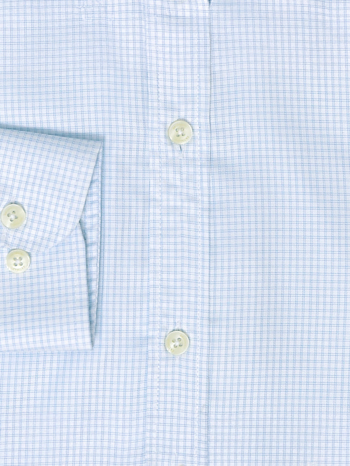 Brumano Ready To Wear Shirts Men 1 Piece Cotton Sky Blue Gingham Button Down Shirt Luxe 0-32-025-1133 - Summer Collection