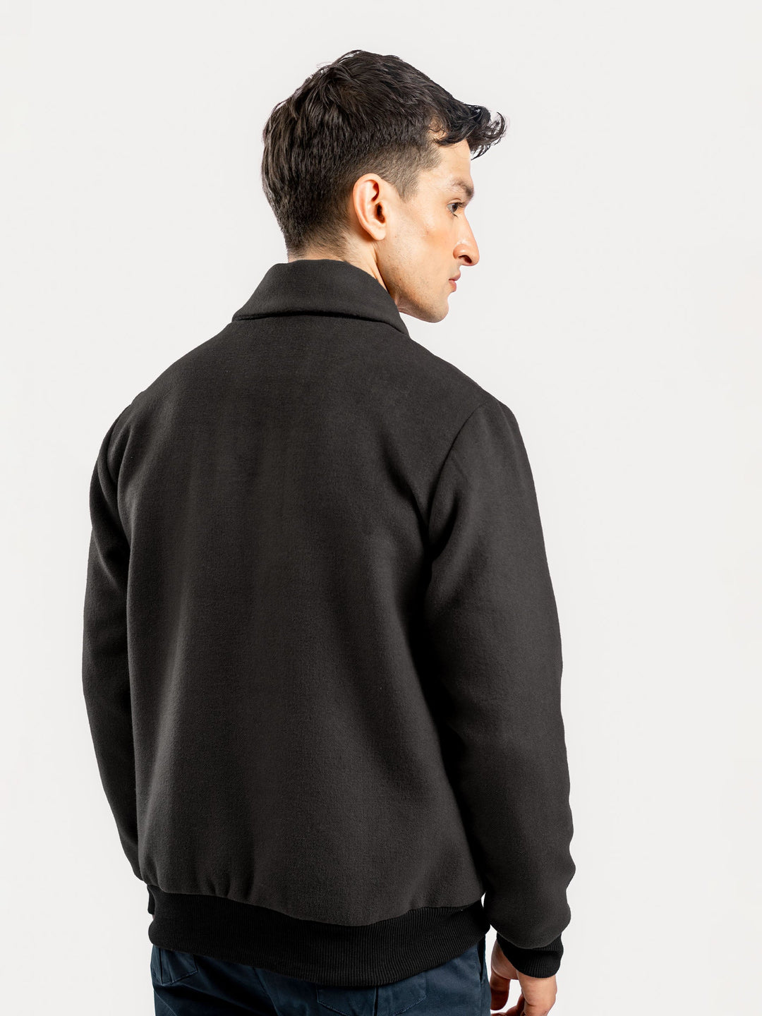 Brumano Mens RTW Solids Wool Jacket Slate Brown Detachable Collar Winter Collection