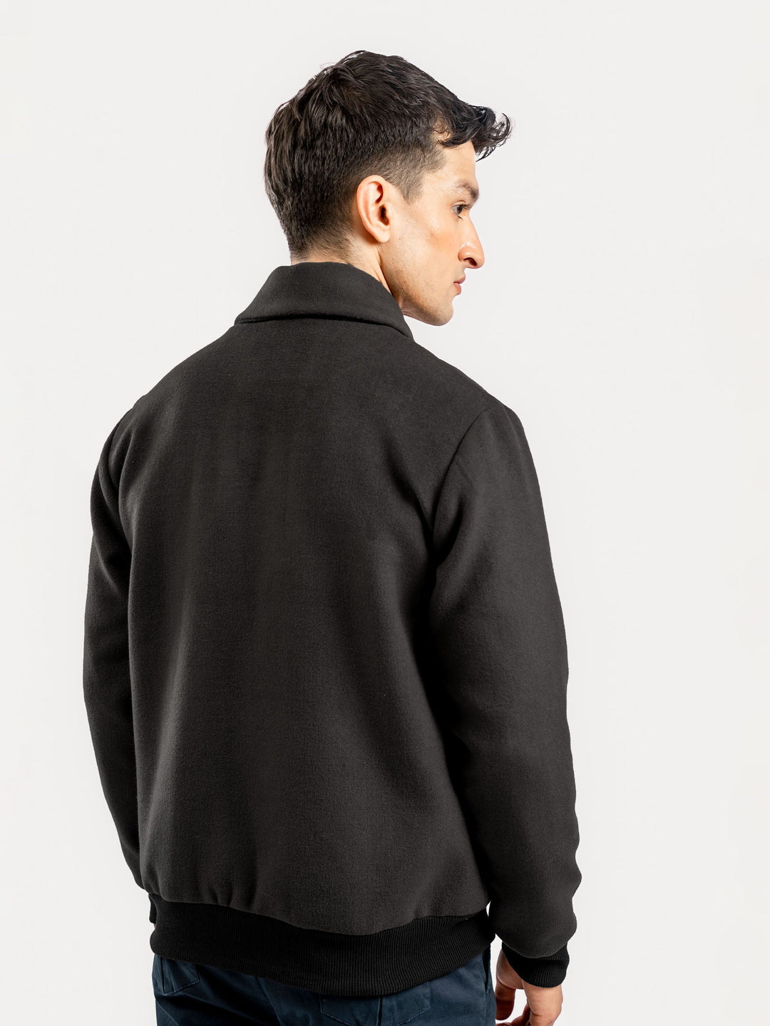 Brumano Mens RTW Solids Wool Jacket Slate Brown Detachable Collar Winter Collection