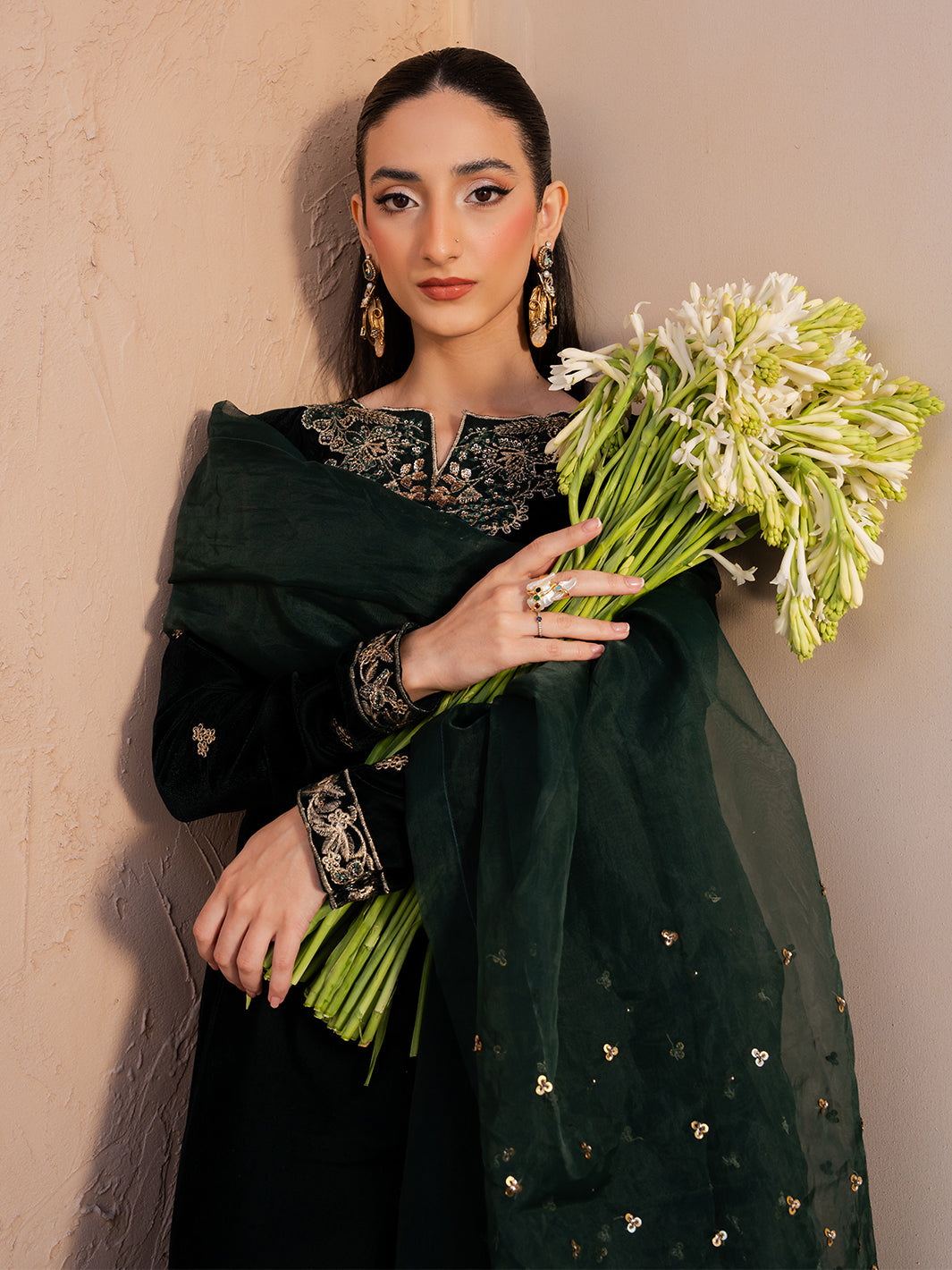 Le Tresor by Izel Pret Embroidered Velvet 3 Piece Suit Solene - Festive Collection