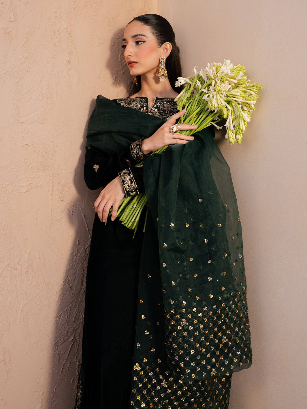 Le Tresor by Izel Pret Embroidered Velvet 3 Piece Suit Solene - Festive Collection