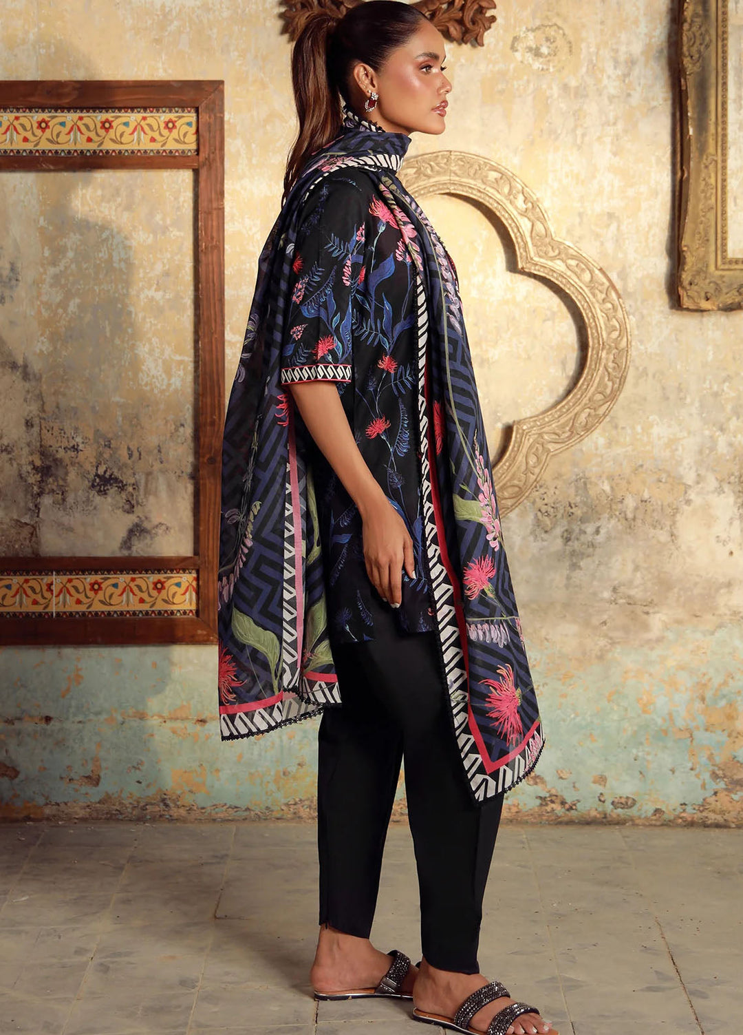 Elara by Sahar Embroidered Cambric Suits Unstitched 3 Piece SHR25EP Starry Garden - Winter Collection