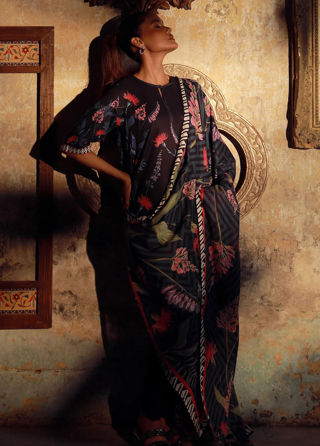 Elara by Sahar Embroidered Cambric Suits Unstitched 3 Piece SHR25EP Starry Garden - Winter Collection