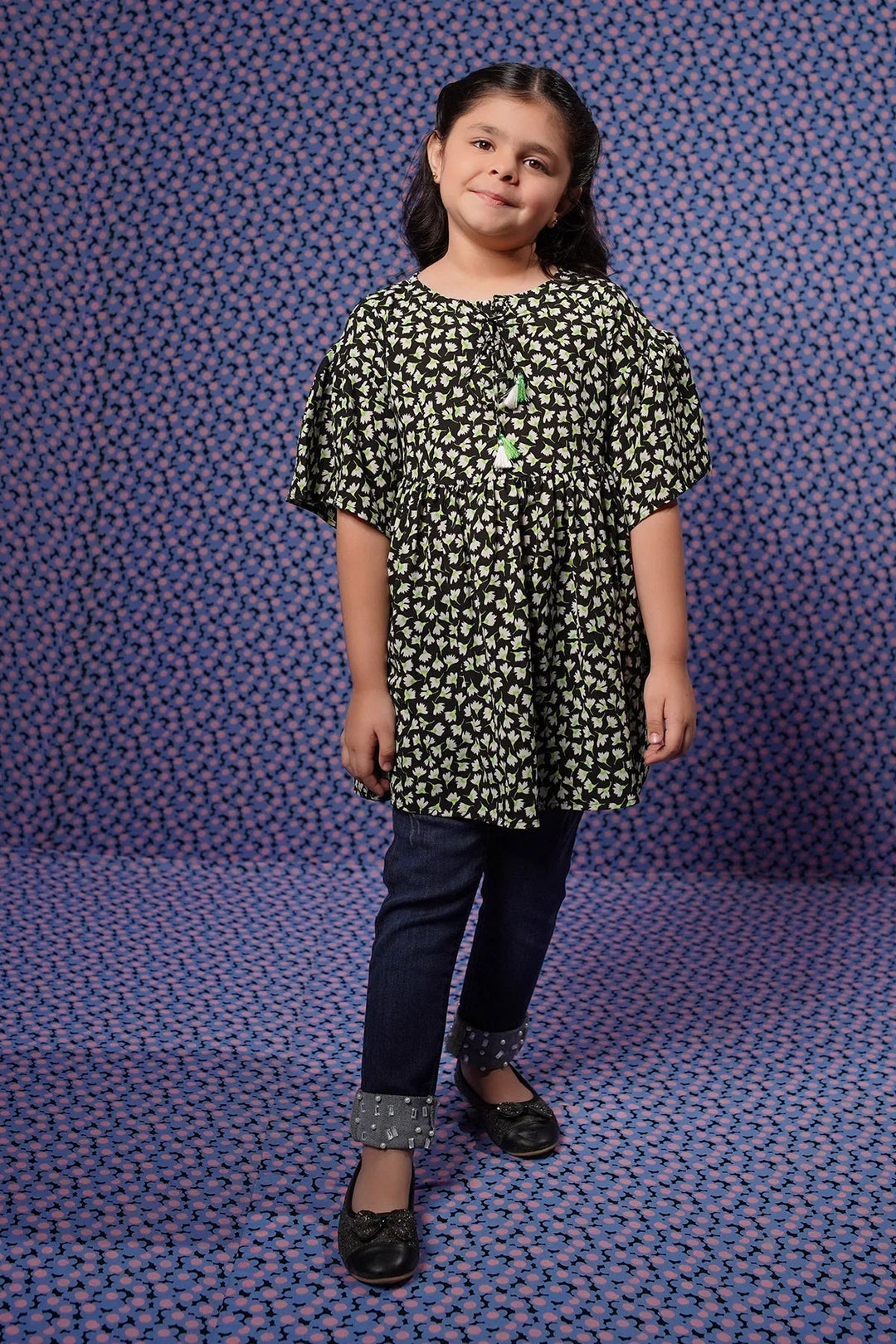 Ochre RTW Printed Girls 1 Piece Georgette Top OWT-621 - Winter Collection