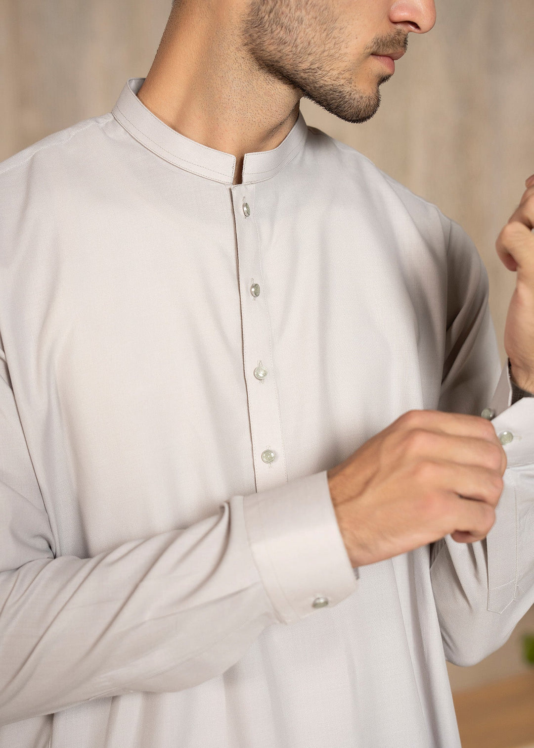Buraq Men RTW Solids Wash N Wear Kurta Shalwar Suit Steal Grey Casual Collection
