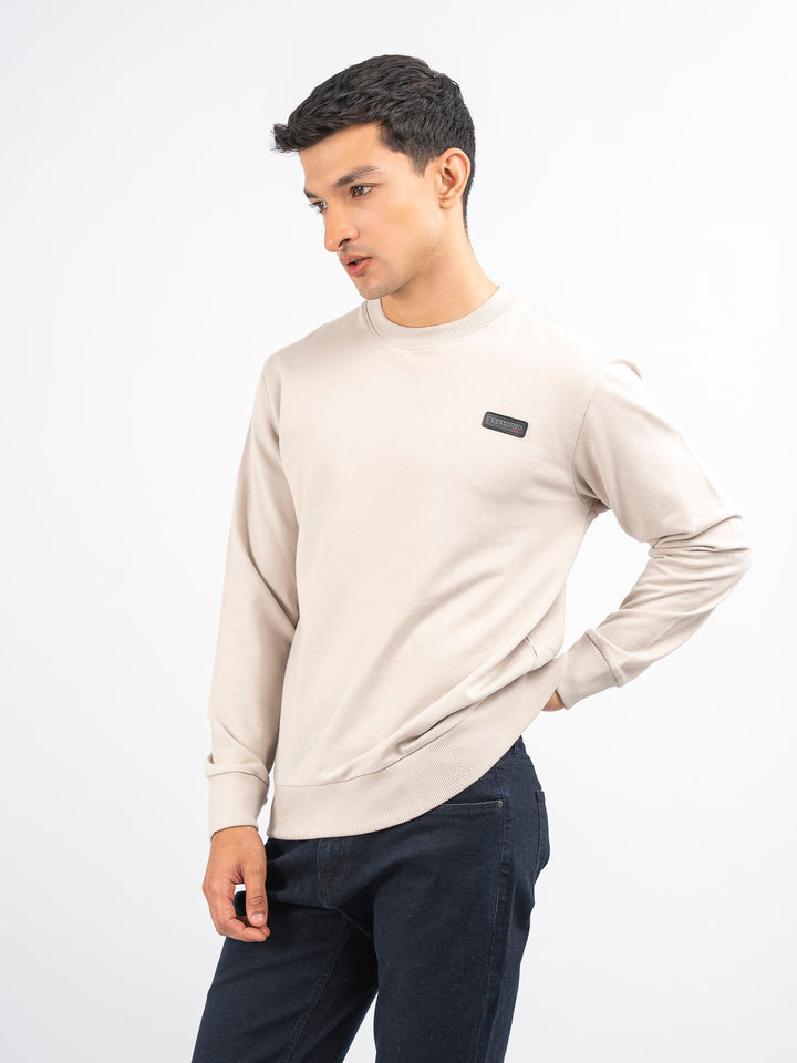 Brumano Ready To Wear Solids Cotton 1 Piece Men Stone Long Sleeve Crew neck Sweatshirt 0-45-024-4163 - Winter Collection