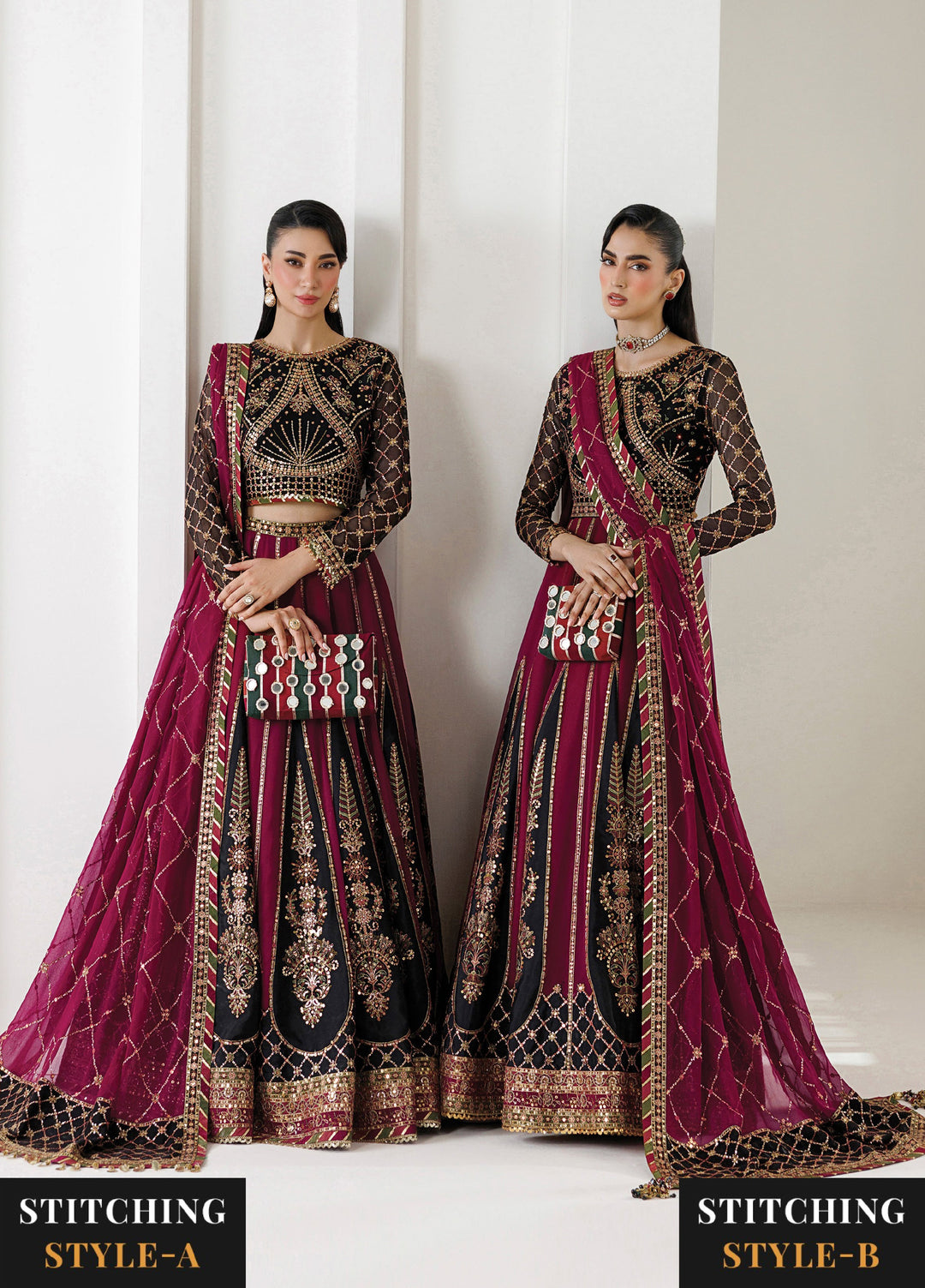 La Ruhe By Alizeh Fashion Unstitched Embroidered Chiffon 3 Piece Suit AF26URW AF-CH-2265-NEVRA - Wedding Collection