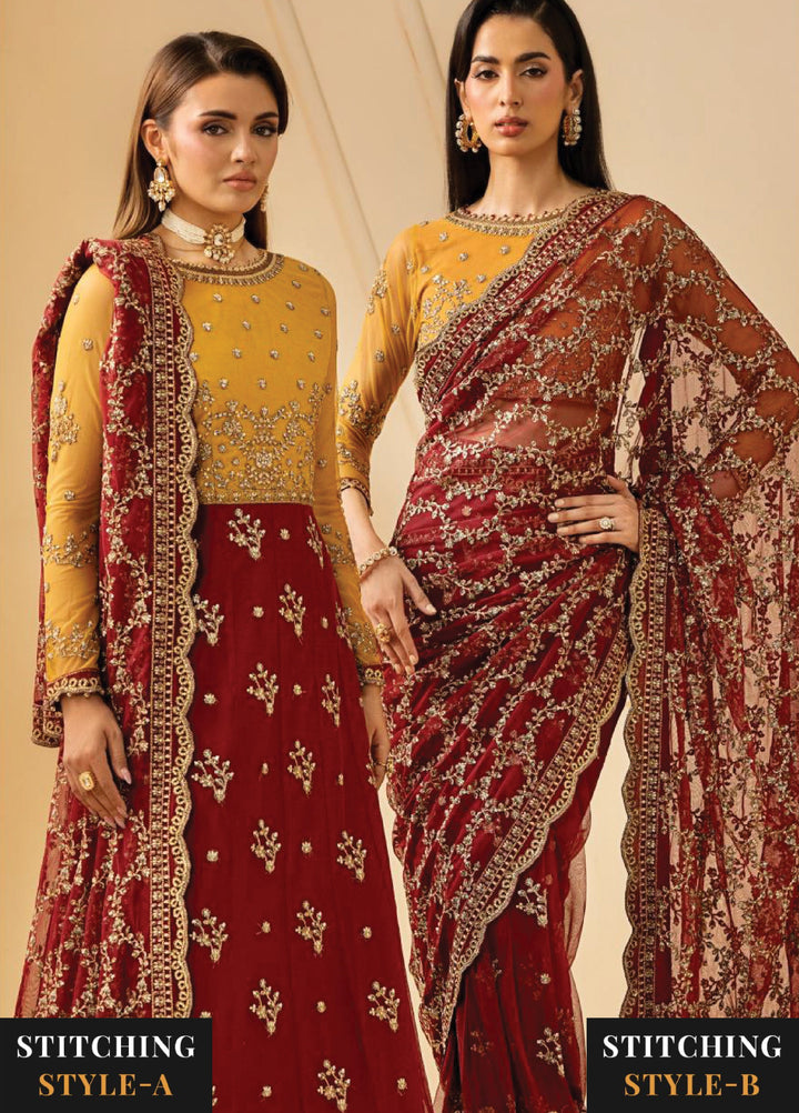 Riwayat by Zarif Unstitched Embroidered Net 4 Piece Suit ZR26URN ZRF-RC-08 ASTRA - Festive Collection