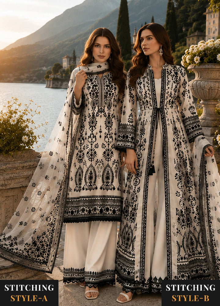 Nooriyah by Saadia Asad Unstitched Embroidered Organza 3 Piece Suit SA26UEN D4 - Wedding Collection