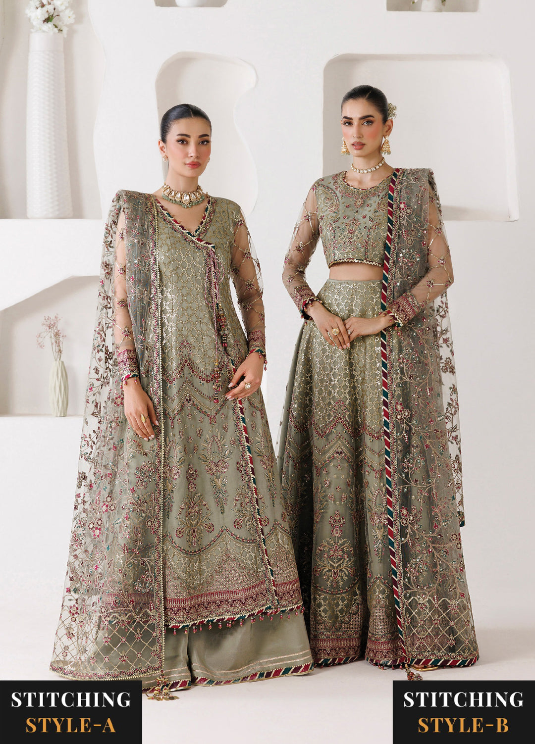 La Ruhe By Alizeh Fashion Unstitched Embroidered Net 3 Piece Suit AF26URW AF-CH-2268-GRACE - Wedding Collection