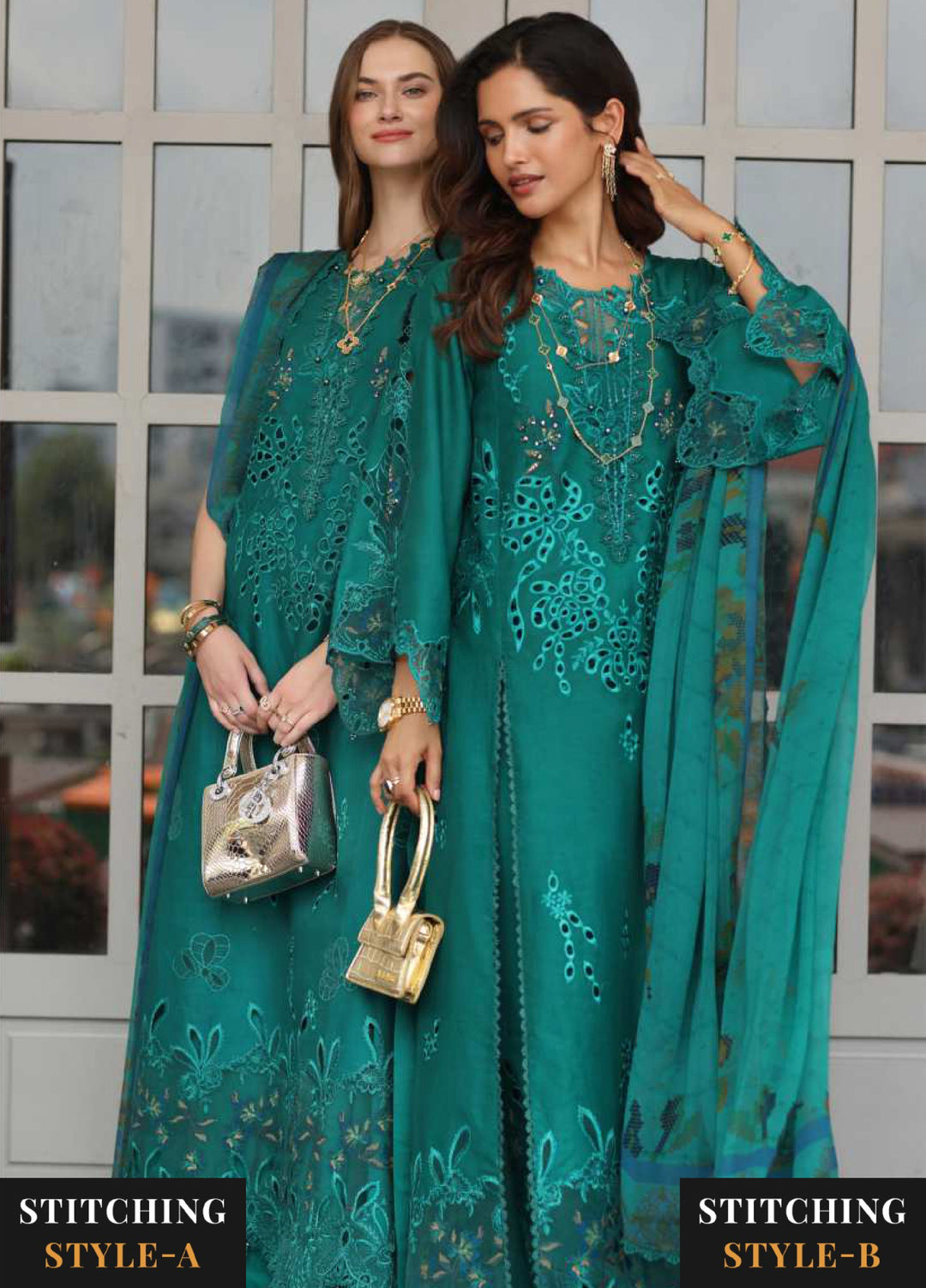 Noor Luxe by Saadia Asad Unstitched Chikankari Embroidered Lawn 3 Piece Suit SA26UNL D-1 TEALINE - Summer Collection