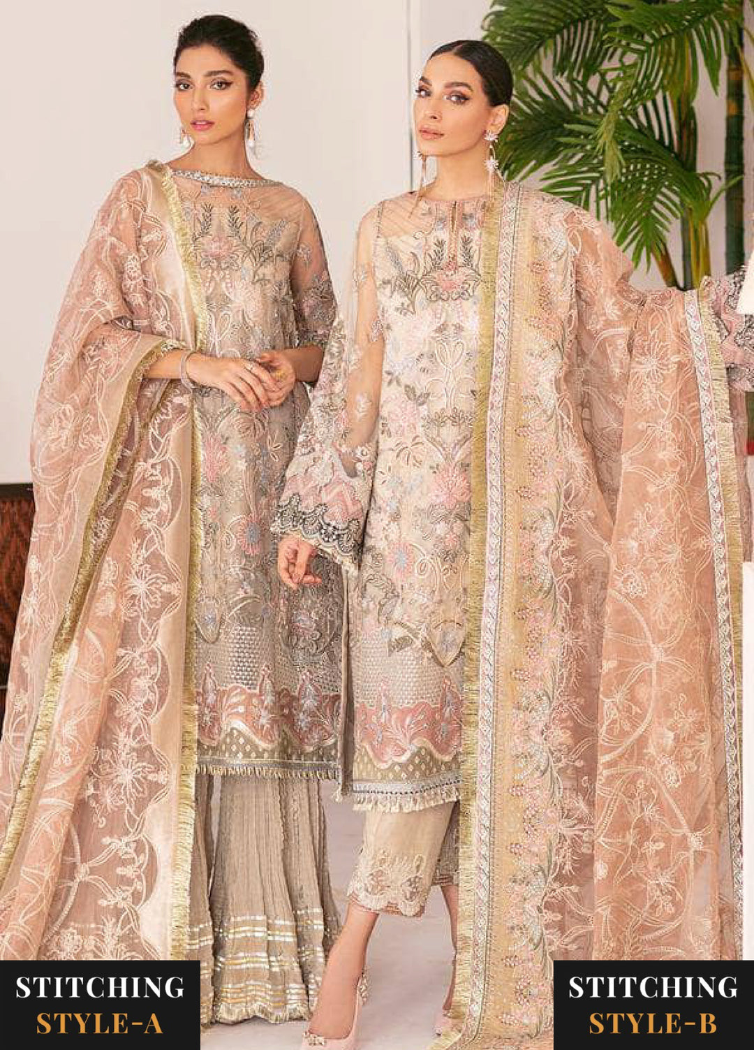 Chantelle by Baroque Unstitched Embroidered Chiffon 3 Piece Suit BQ26UCF 06-Fall Light - Festive Collection