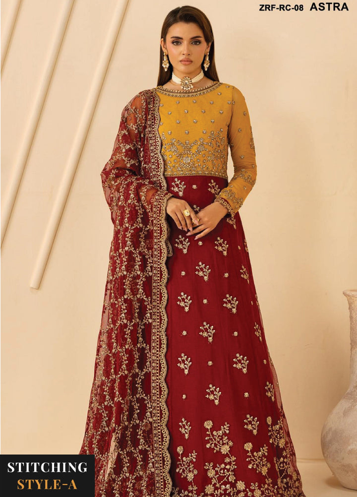 Riwayat by Zarif Unstitched Embroidered Net 4 Piece Suit ZR26URN ZRF-RC-08 ASTRA - Festive Collection
