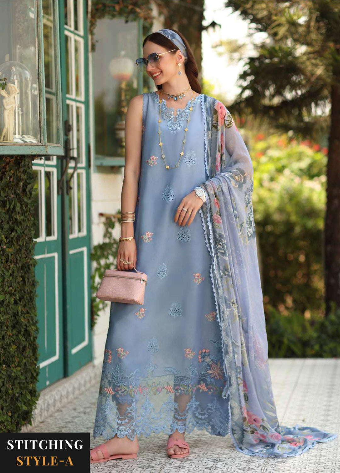 Noor Luxe by Saadia Asad Unstitched Embroidered Lawn 3 Piece Suit SA26ULNE D1 - Eid Collection