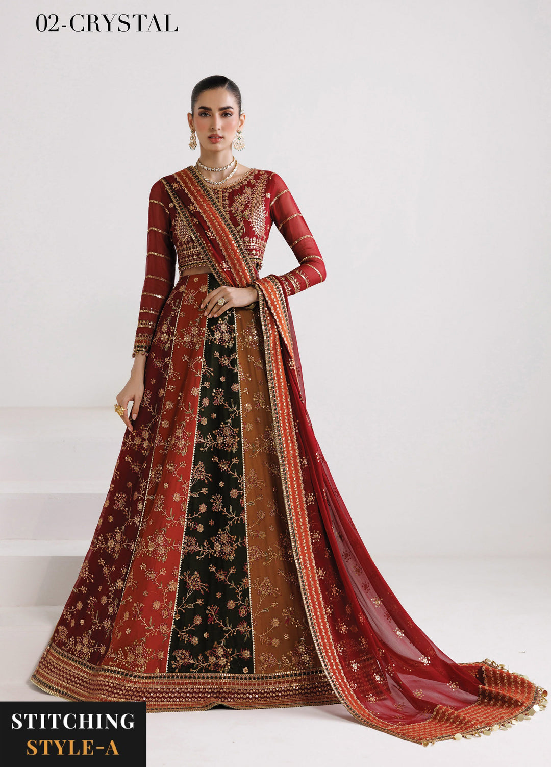 La Ruhe By Alizeh Fashion Unstitched Embroidered Chiffon 3 Piece Suit AF26URW AF-CH-2263-CRYSTAL - Wedding Collection