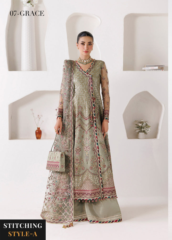 La Ruhe By Alizeh Fashion Unstitched Embroidered Net 3 Piece Suit AF26URW AF-CH-2268-GRACE - Wedding Collection