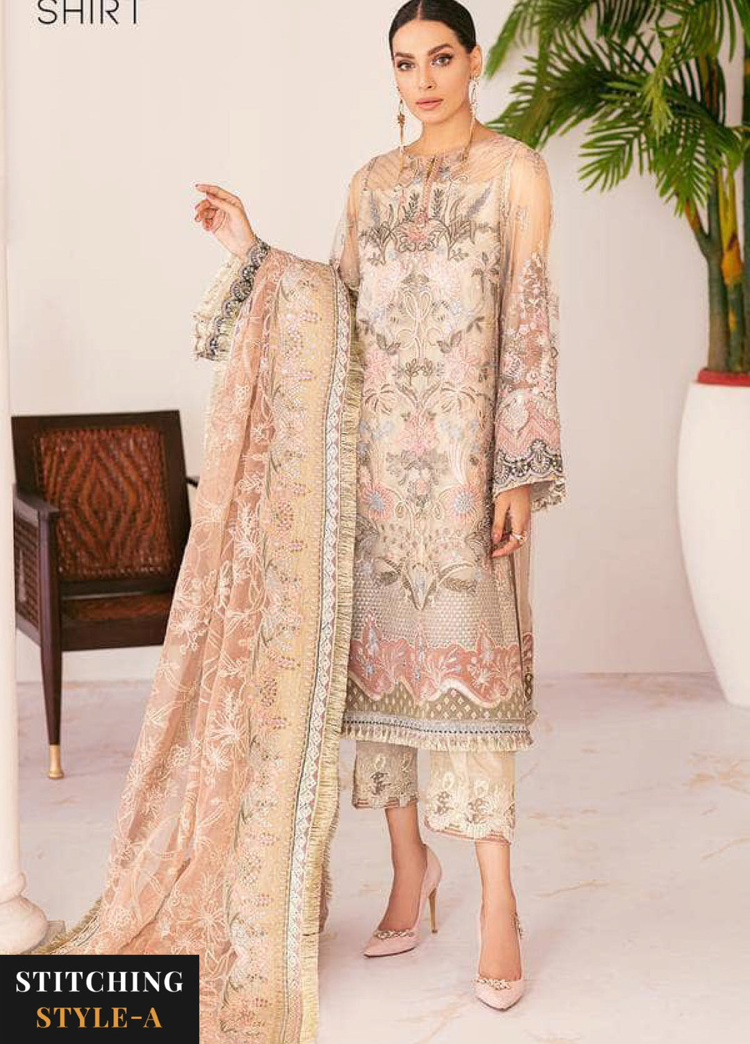 Chantelle by Baroque Unstitched Embroidered Chiffon 3 Piece Suit BQ26UCF 06-Fall Light - Festive Collection