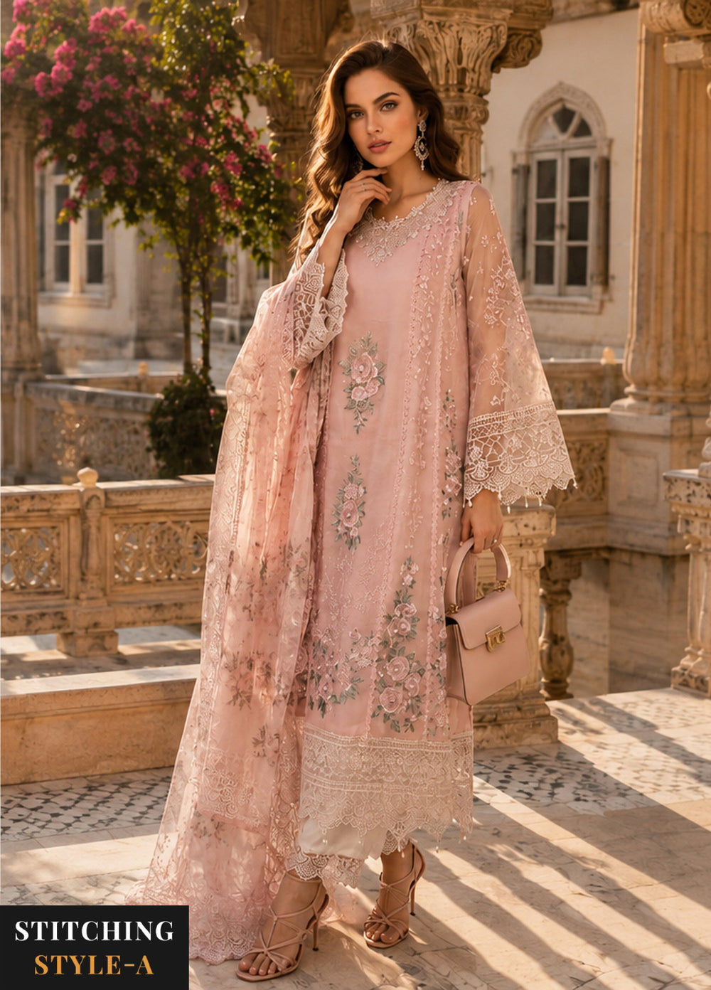 Nooriyah by Saadia Asad Unstitched Embroidered Chiffon 3 Piece Suit SA26UEN D2 - Wedding Collection