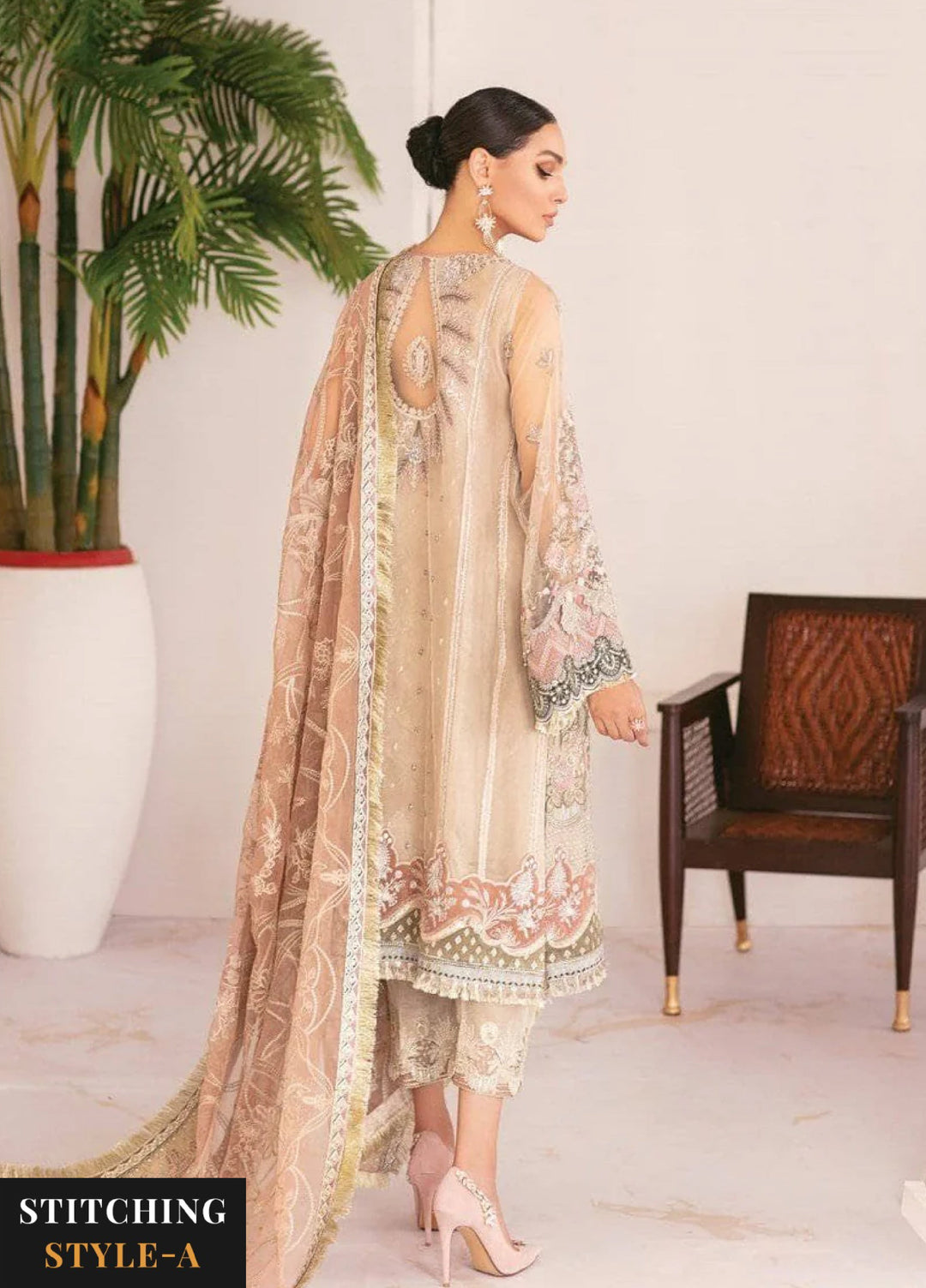 Chantelle by Baroque Unstitched Embroidered Chiffon 3 Piece Suit BQ26UCF 06-Fall Light - Festive Collection