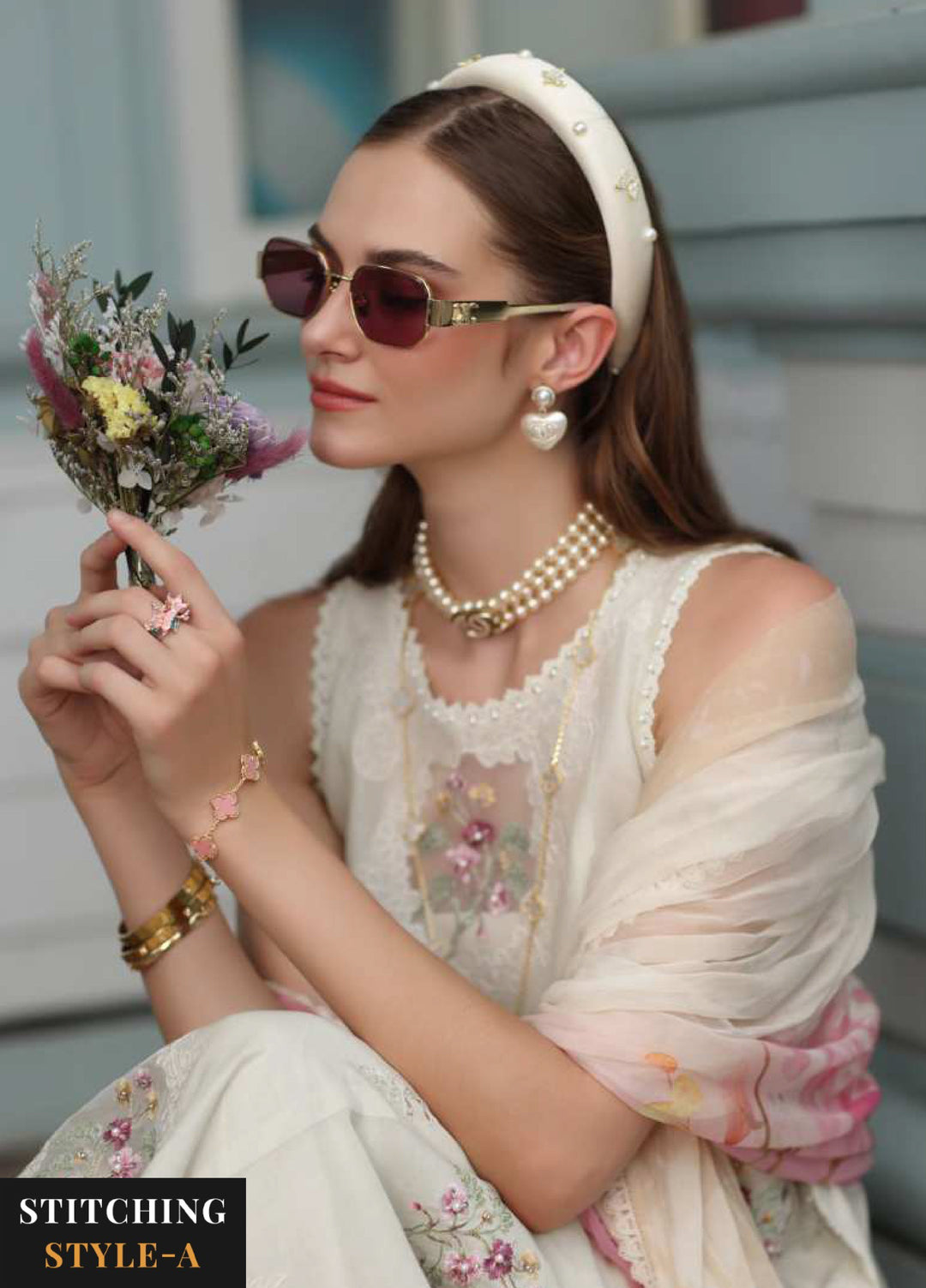 Noor Luxe by Saadia Asad Unstitched Chikankari Embroidered Lawn 3 Piece Suit SA26UNL D-2 IVRESSSSA - Summer Collection