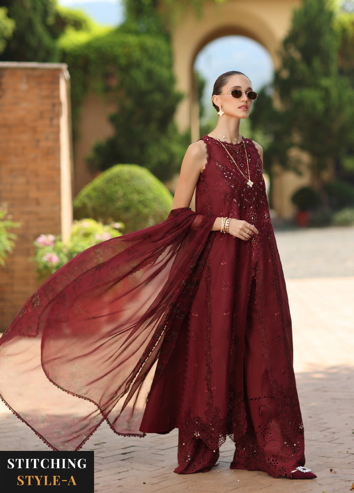 Noor by Saadia Asad Unstitched Embroidered Laserkari Lawn 3 Piece Suit SA26ULNL D12 - Lawn Collection