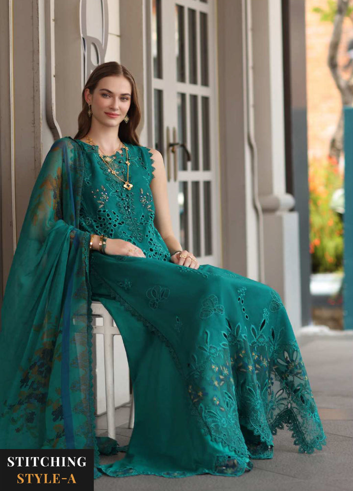 Noor Luxe by Saadia Asad Unstitched Chikankari Embroidered Lawn 3 Piece Suit SA26UNL D-1 TEALINE - Summer Collection