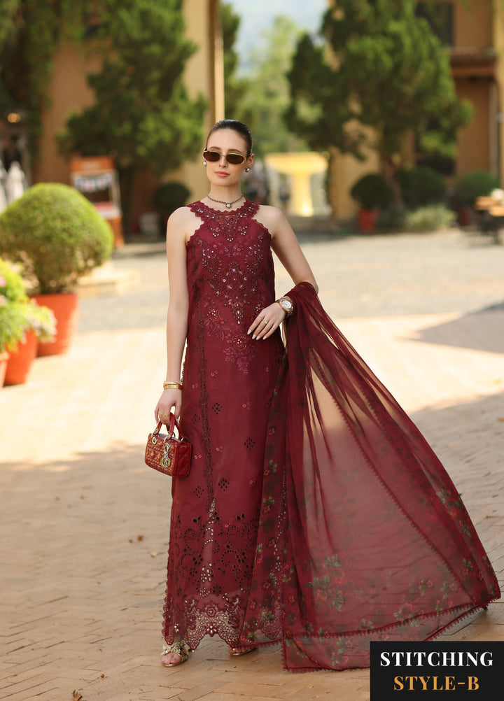 Noor by Saadia Asad Unstitched Embroidered Laserkari Lawn 3 Piece Suit SA26ULNL D12 - Lawn Collection