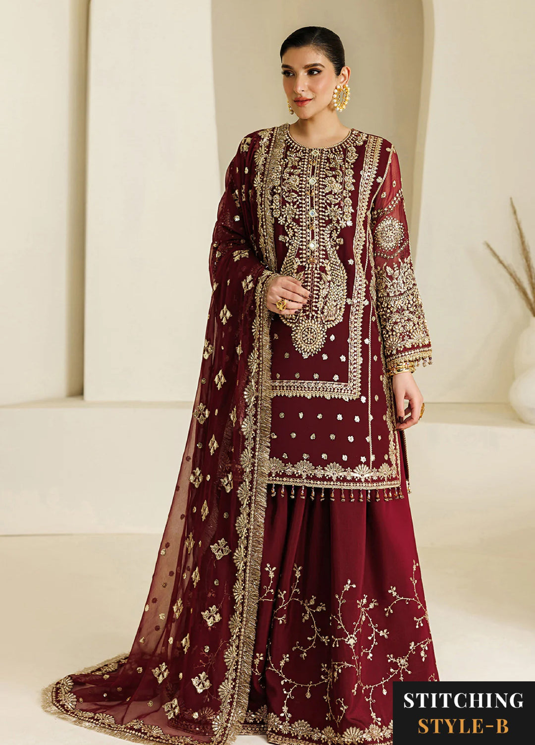 Aymal by Alizeh Fashion Handcrafted Unstitched Embroidered Chiffon 3 Pcs Suit AF26UAC 03-LIRA - Festive Collection