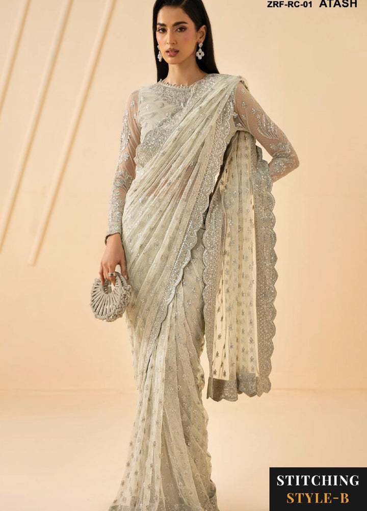 Riwayat by Zarif Unstitched Embroidered Net 4 Piece Suit ZR26URN Atash ZRF-RC-01 - Festive Collection