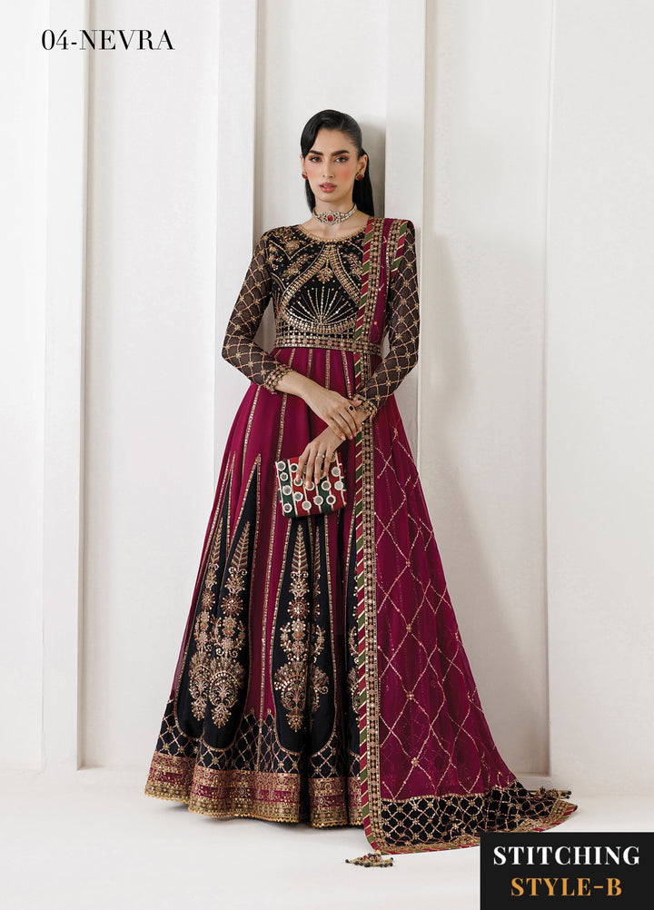 La Ruhe By Alizeh Fashion Unstitched Embroidered Chiffon 3 Piece Suit AF26URW AF-CH-2265-NEVRA - Wedding Collection