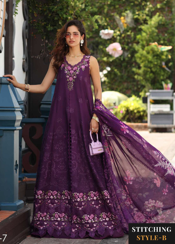 Noor Luxe by Saadia Asad Unstitched Chikankari Embroidered Lawn 3 Piece Suit SA26UNL D-7 VELOURA - Summer Collection