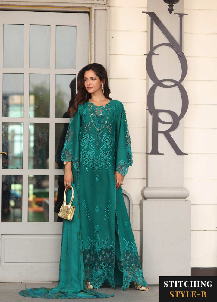 Noor Luxe by Saadia Asad Unstitched Chikankari Embroidered Lawn 3 Piece Suit SA26UNL D-1 TEALINE - Summer Collection