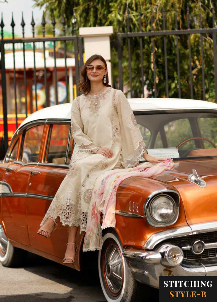 Noor Luxe by Saadia Asad Unstitched Chikankari Embroidered Lawn 3 Piece Suit SA26UNL D-2 IVRESSSSA - Summer Collection