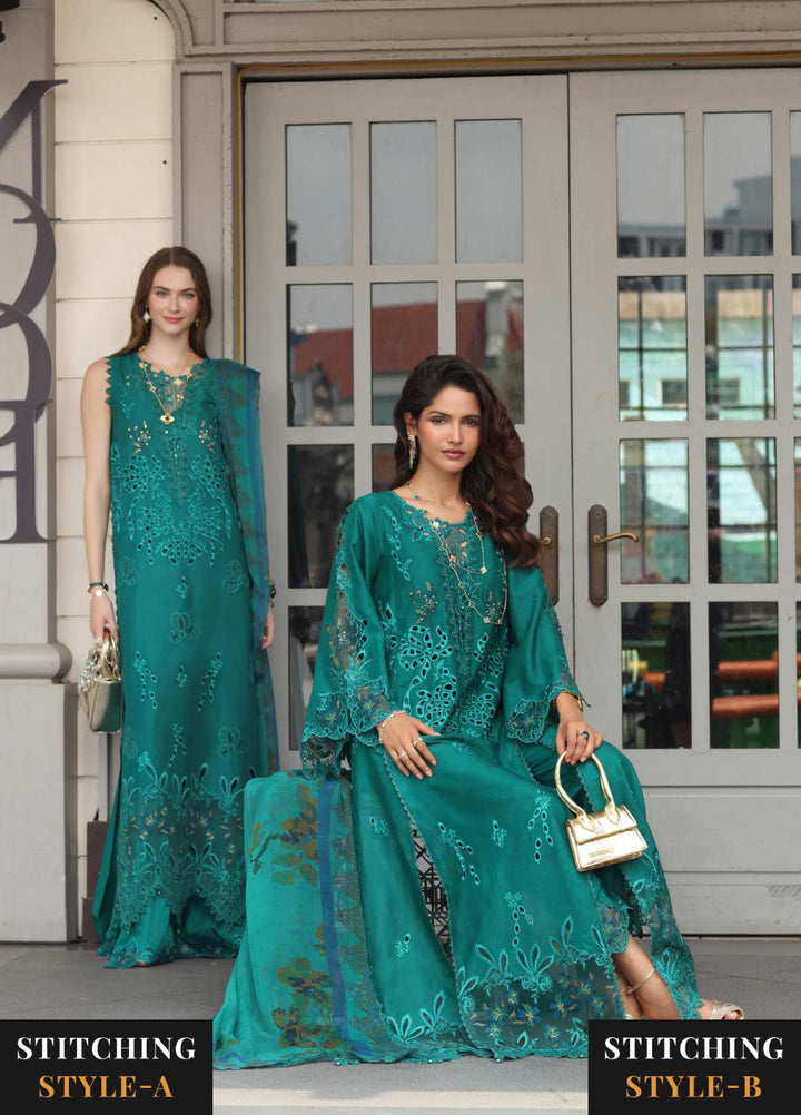 Noor Luxe by Saadia Asad Unstitched Chikankari Embroidered Lawn 3 Piece Suit SA26UNL D-1 TEALINE - Summer Collection