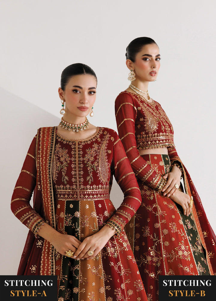 La Ruhe By Alizeh Fashion Unstitched Embroidered Chiffon 3 Piece Suit AF26URW AF-CH-2263-CRYSTAL - Wedding Collection