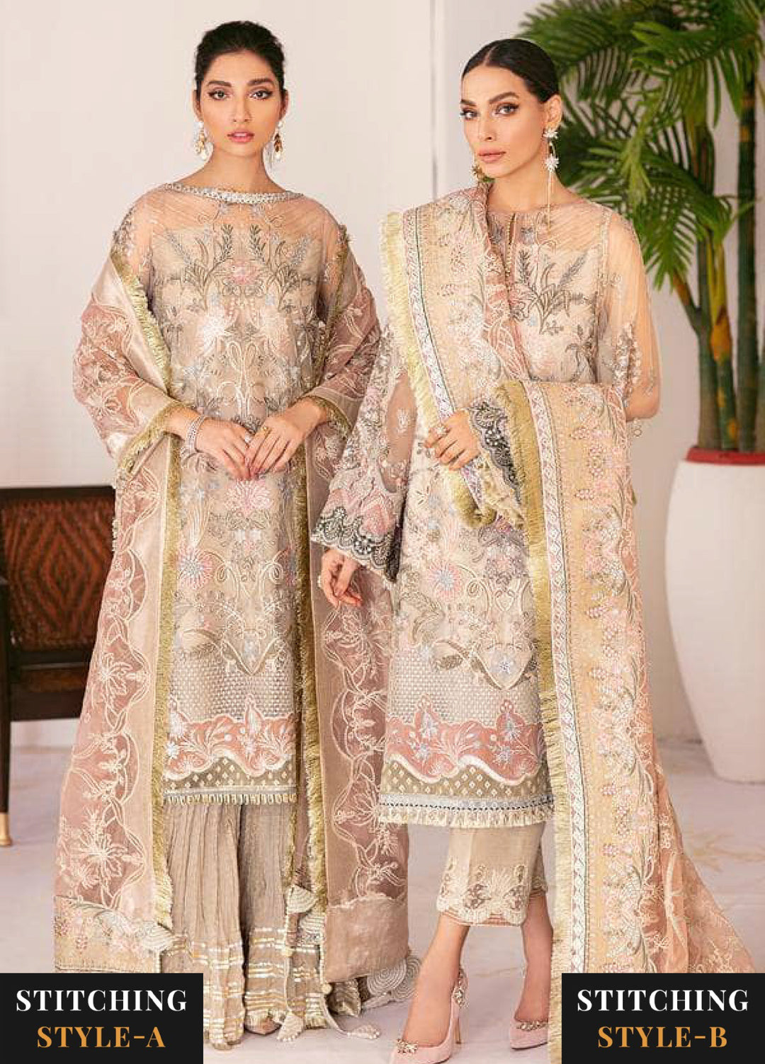 Chantelle by Baroque Unstitched Embroidered Chiffon 3 Piece Suit BQ26UCF 06-Fall Light - Festive Collection