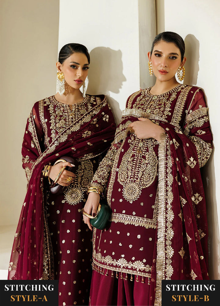 Aymal by Alizeh Fashion Handcrafted Unstitched Embroidered Chiffon 3 Pcs Suit AF26UAC 03-LIRA - Festive Collection