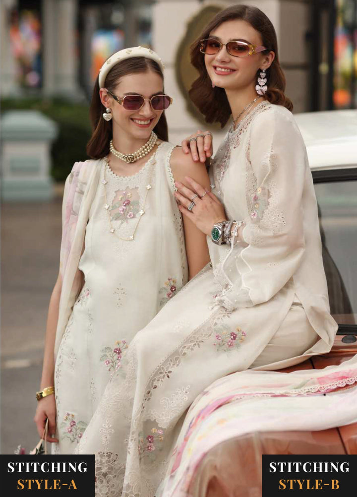 Noor Luxe by Saadia Asad Unstitched Chikankari Embroidered Lawn 3 Piece Suit SA26UNL D-2 IVRESSSSA - Summer Collection