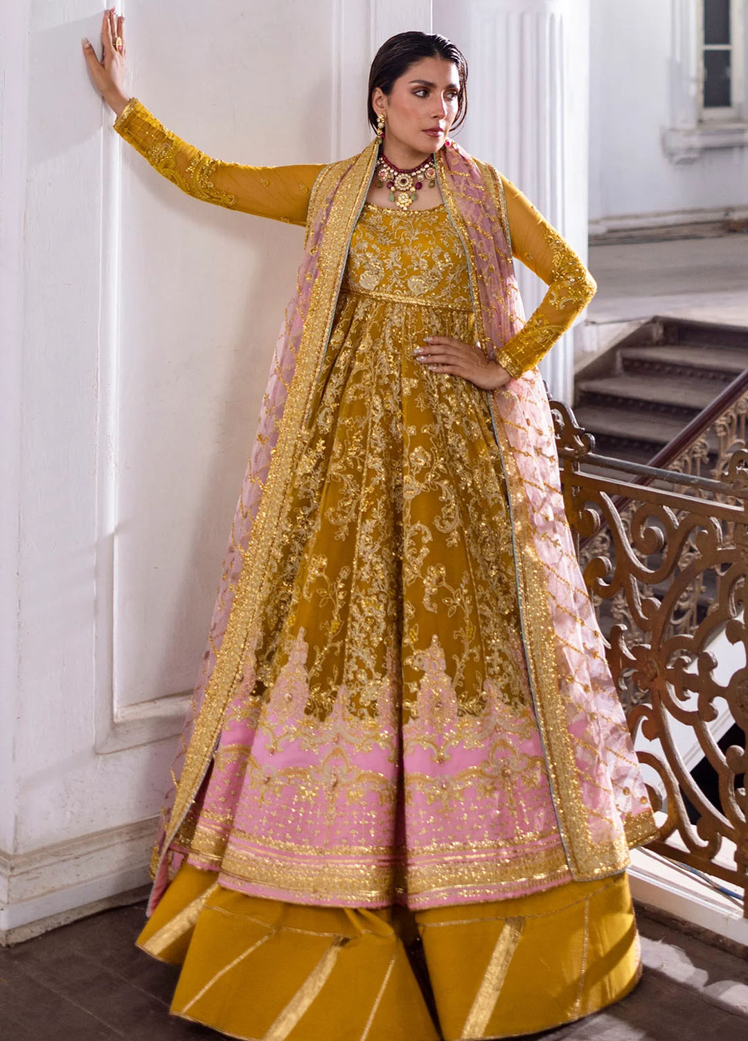 Jahan by Erum Khan Embroidered Net Suits Unstitched 3 Piece EK25V4 Sunberry - Formals Collection
