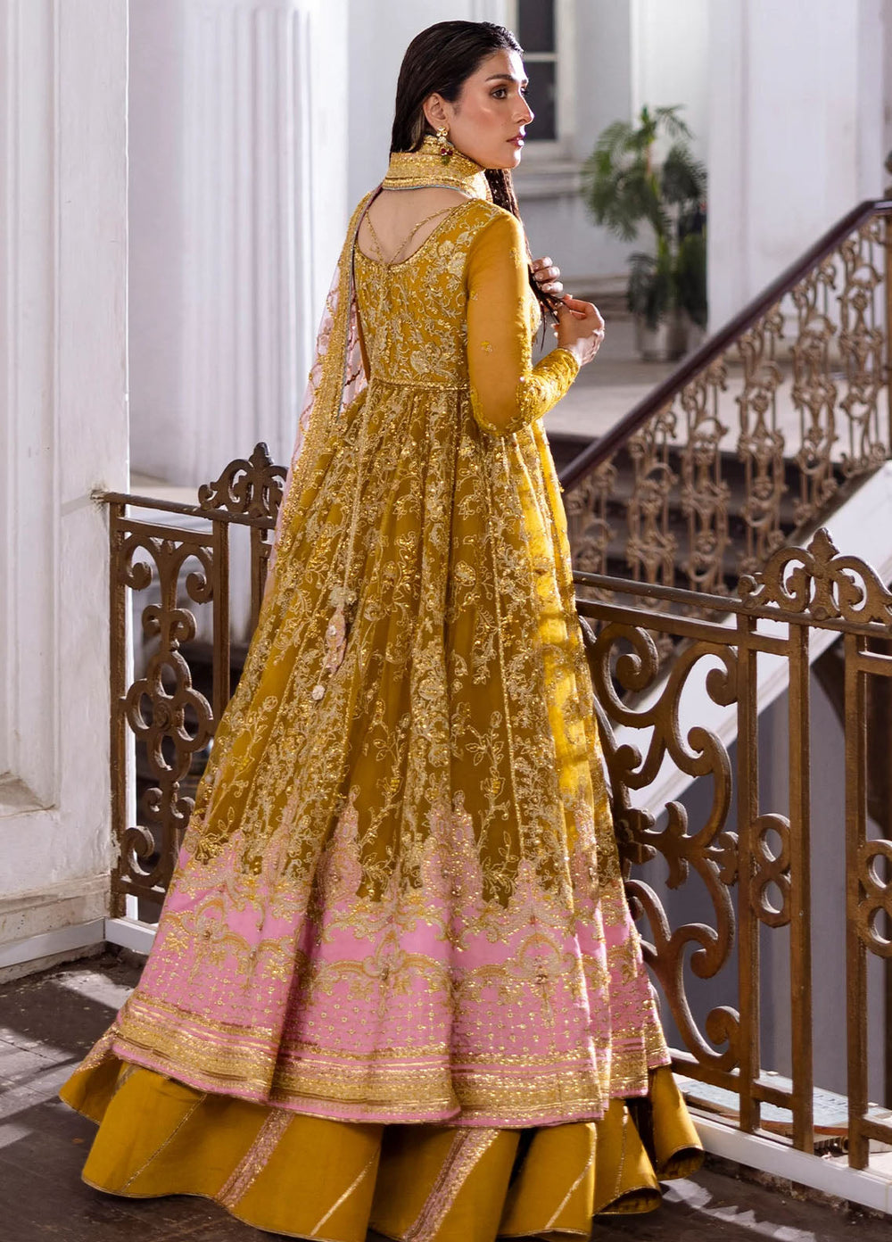 Jahan by Erum Khan Embroidered Net Suits Unstitched 3 Piece EK25V4 Sunberry - Formals Collection
