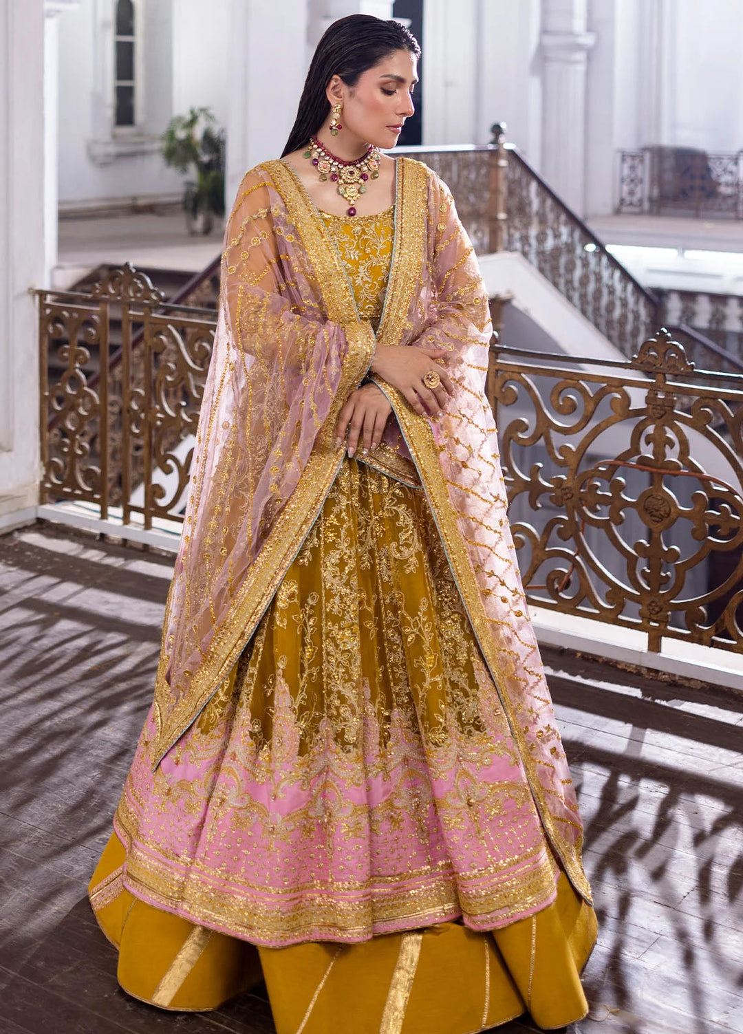 Jahan by Erum Khan Embroidered Net Suits Unstitched 3 Piece EK25V4 Sunberry - Formals Collection