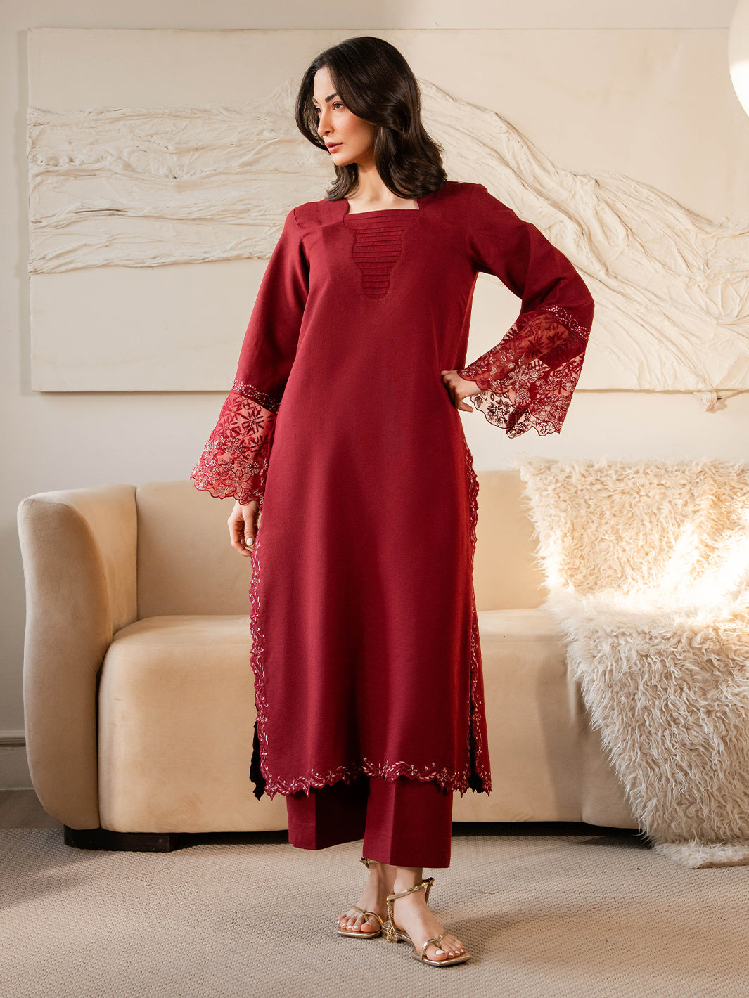 Izel Women Pret Embroidered Karandi 2 Piece Suit Sundust - Summer Collection
