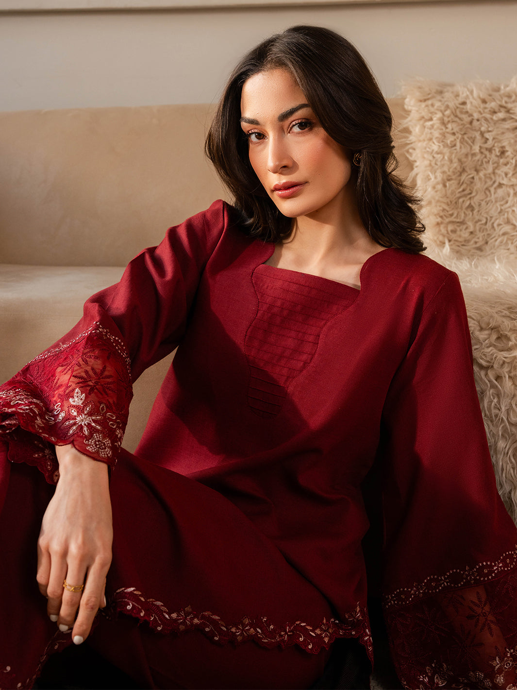 Izel Women Pret Embroidered Karandi 2 Piece Suit Sundust - Summer Collection