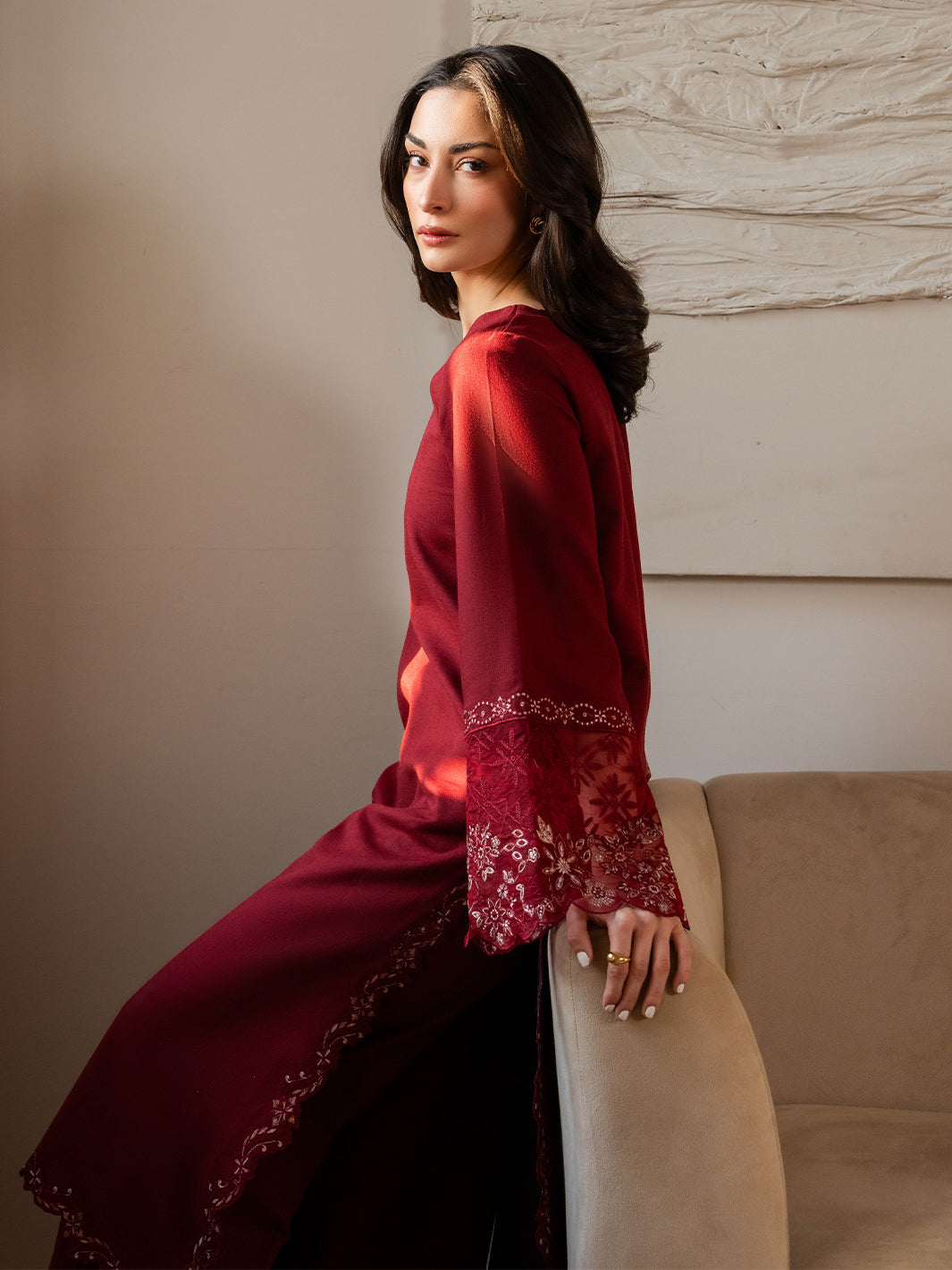 Izel Women Pret Embroidered Karandi 2 Piece Suit Sundust - Summer Collection