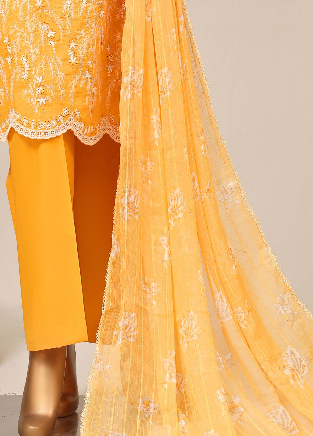 HZ Textiles RTW Chikankari Lawn 3 Piece Suit HZ26PCL SUNFLOWER SBE-3P-078 - Casual Collection